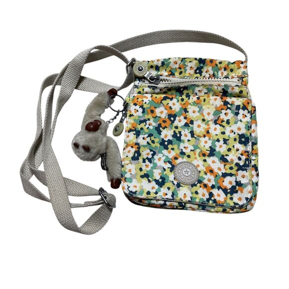 Kipling Floral Cross Body Purse w/Key Chain Adjustable Strap - Picture 1 of 11